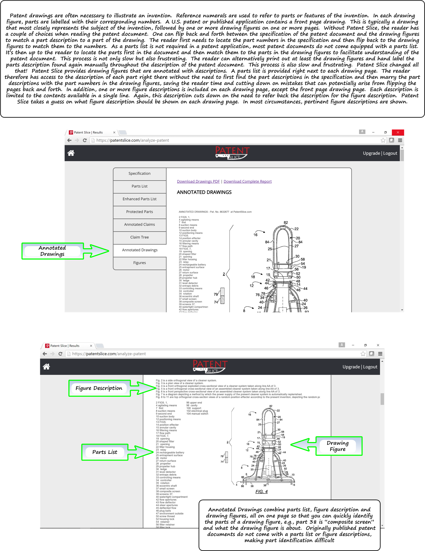 Annotated Drawings of Patent