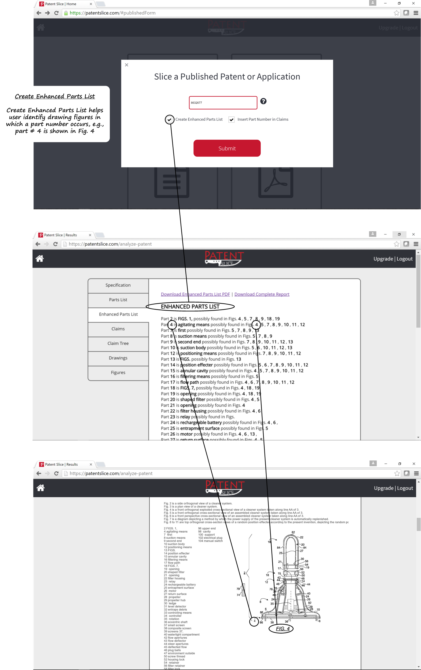 Enhanced Parts List of Patent