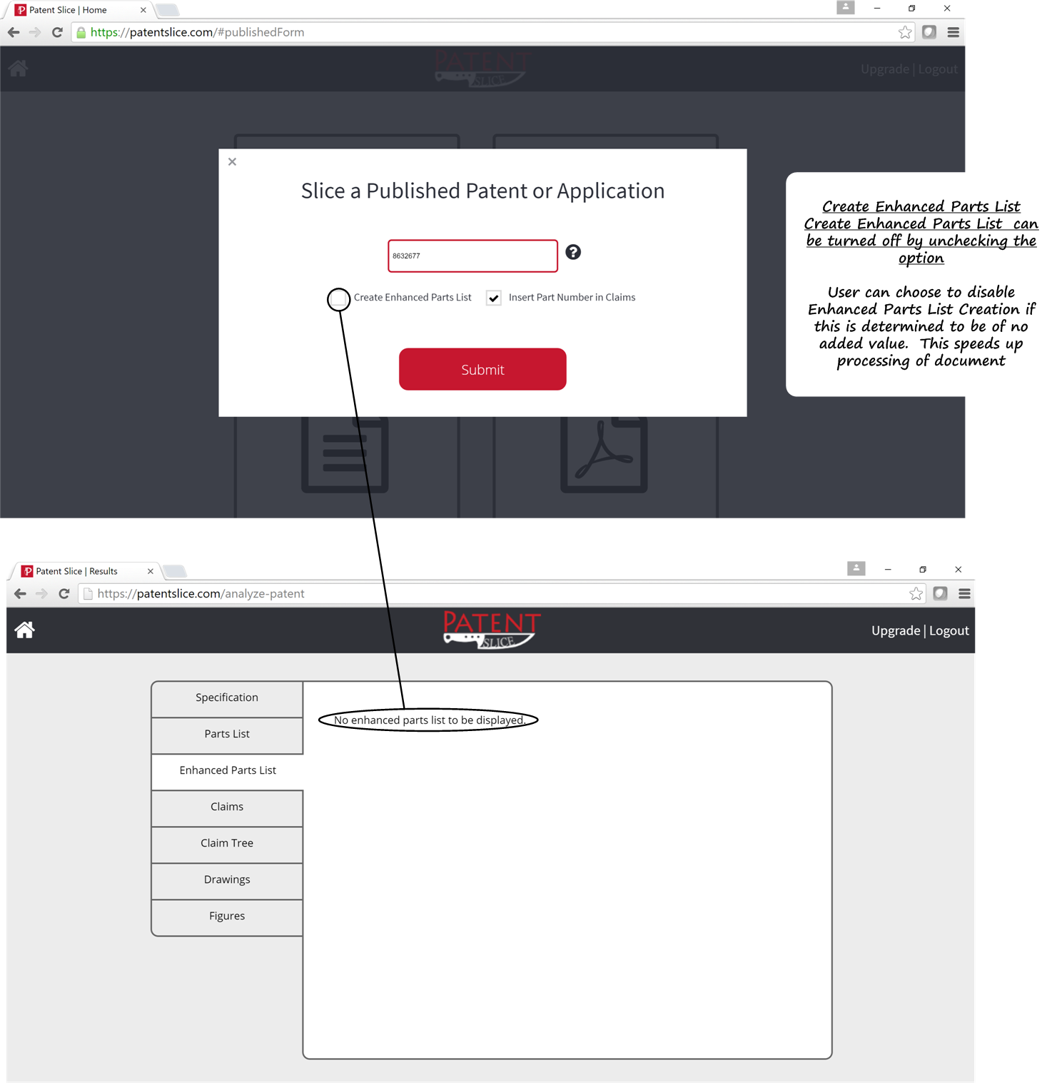 Enhanced Parts List of Patent