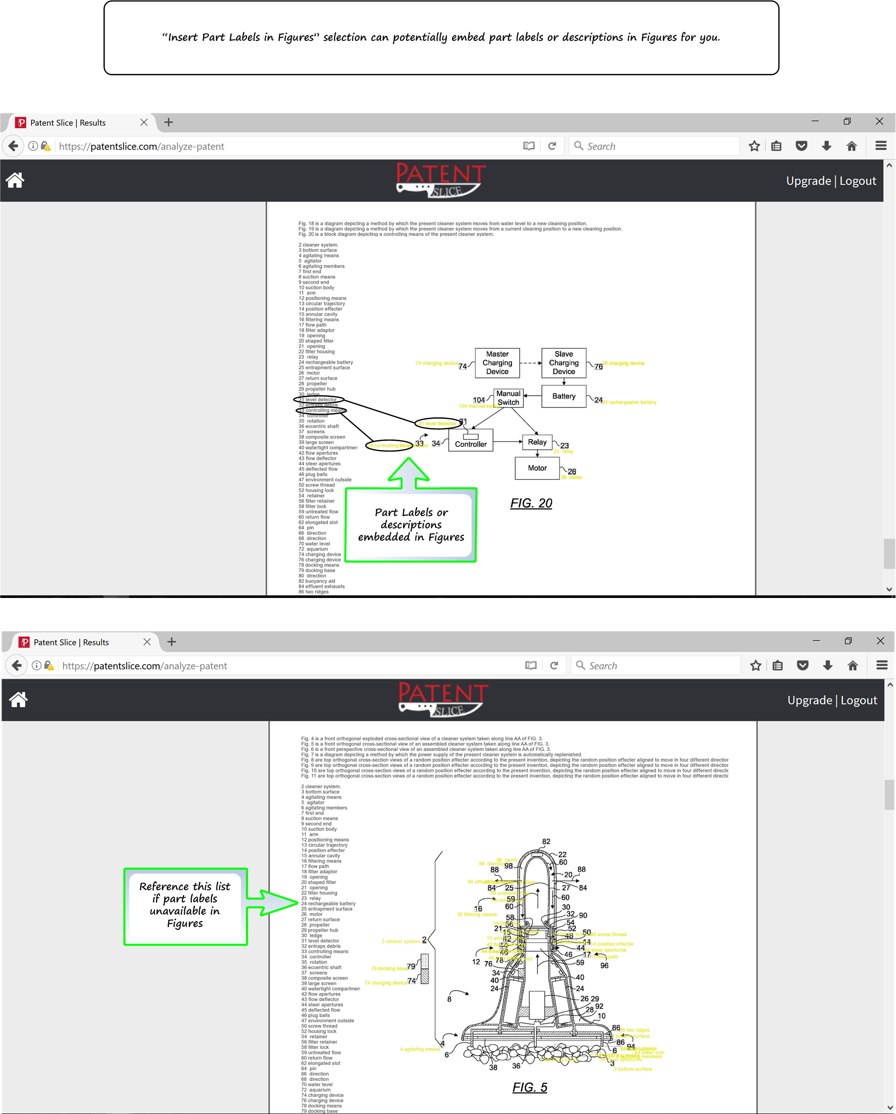Part Labels of Patent